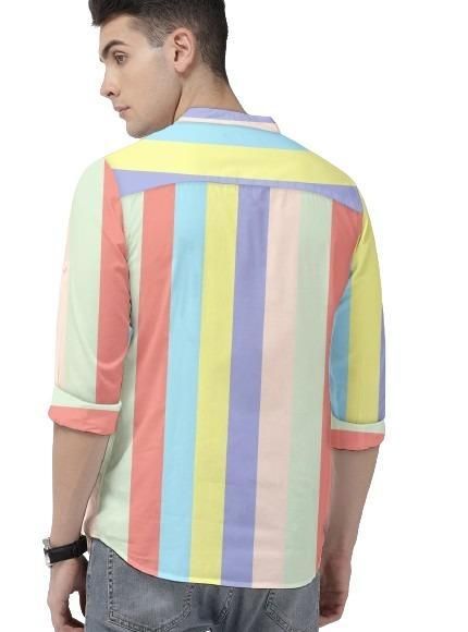Men's Color Block Spread Collar Casual Shirt